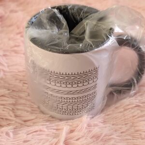 NIB Black and White Patterned Mug With Secret Message